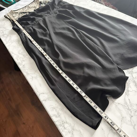 Meadow Rue Grecian Draped Sleeveless Tan‎ Lace Knee Length Dress women's size 12 - Picture 13 of 15